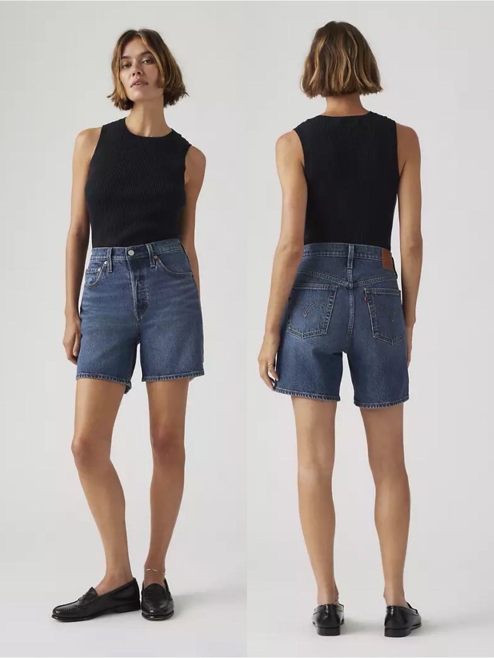 Levi’s | 501® Mid Thigh Women's Shorts Low Stretch: Broken Midnight - Dark Wash